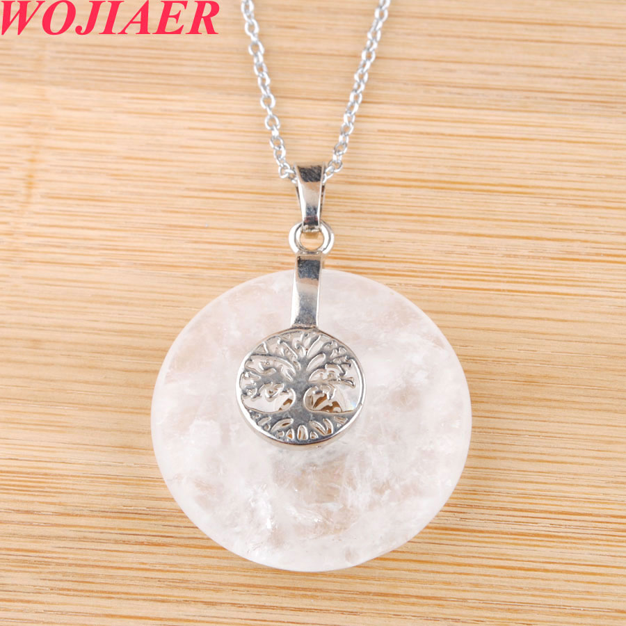 Natural Crystal Hollow Round Stone Amethyst Pendant Energy Healing Gem Necklace Charms Chakra Jewelry for Women BO936