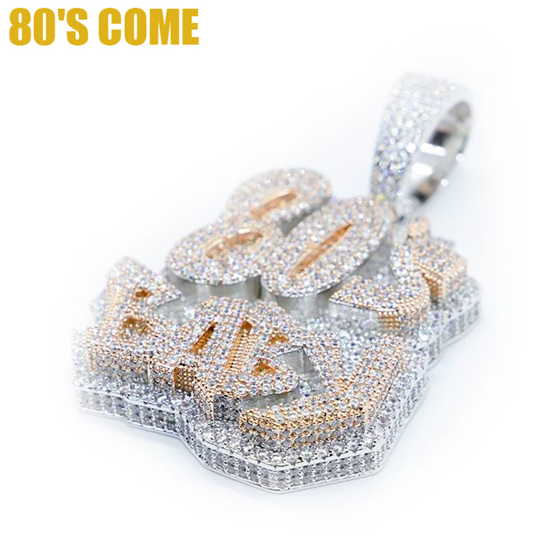 Hanger kettingen Iced Out Bling Cz Letters 80's Baby ketting Twee toon kleur zirkon alfabet charme heren vrouwen hiphop 311p