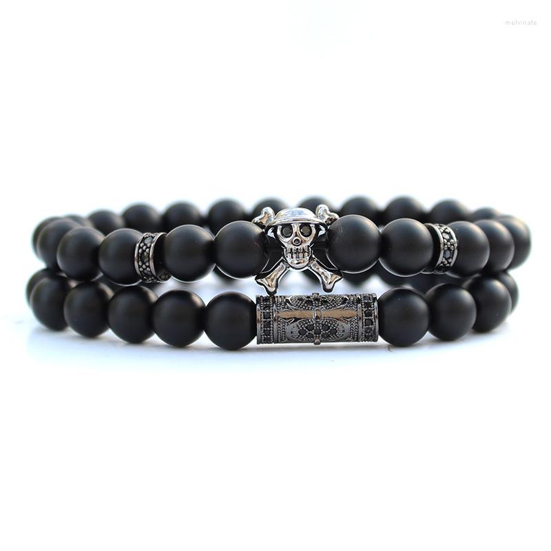 Strand One Piece Skull Natural Stone kralen Braclets voor vrouwen Bransoletki Pulseras Hombre Mens Jewelly Bracelet Set Brazalete 2730