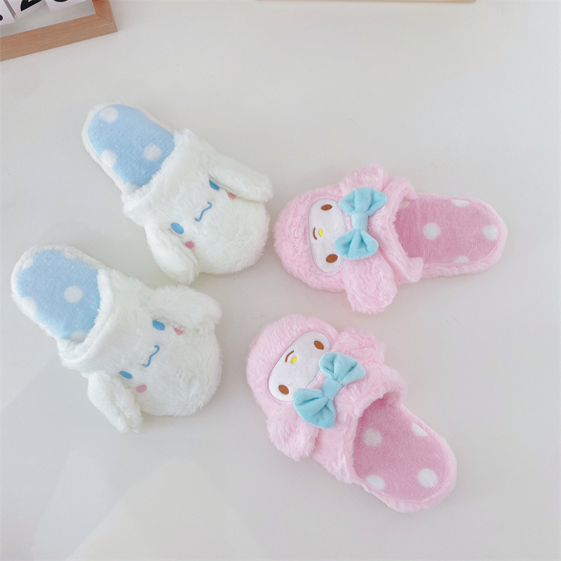 Slippels Japanse stijl Cartoon Slipper Warm indoor Polka Dot Patroon Huis Katoenschoenen Non-slip vrouwen Sweet Girl Kawaii White 220921