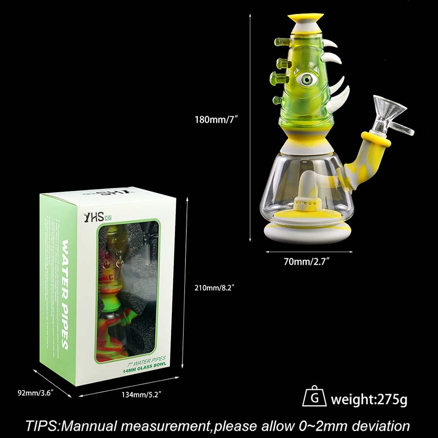 Smokig accessoires 7 '' glaçure colorée aspiration droite conduites d'eau de fumée narguilé dab rig