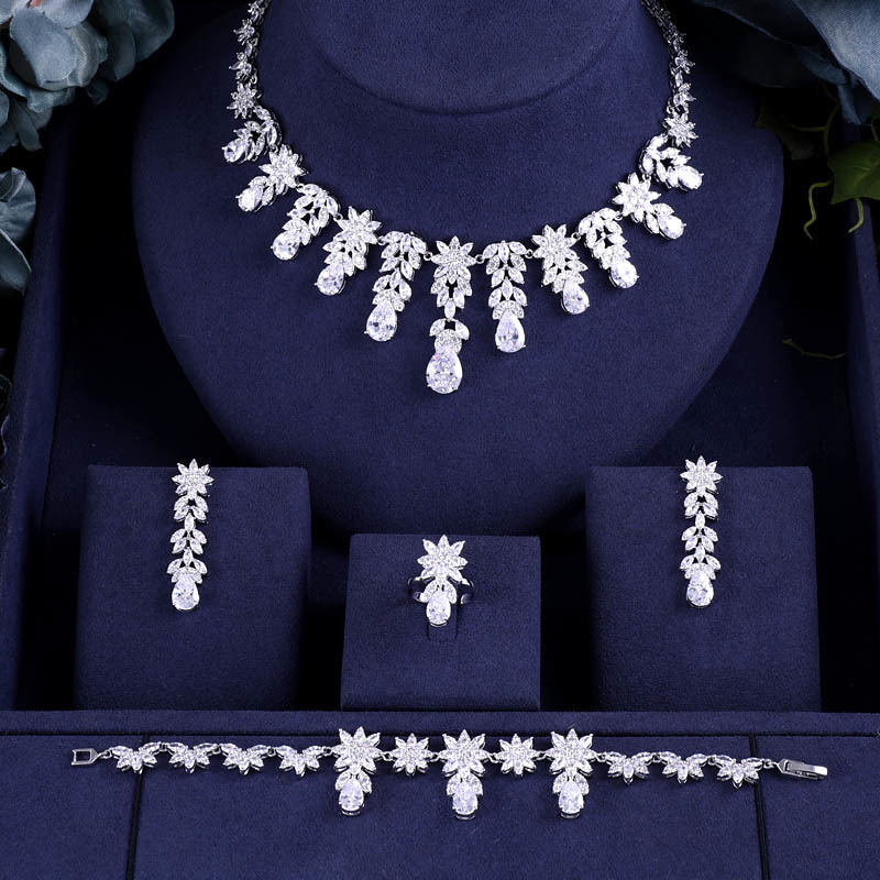 Andra smyckesuppsättningar Jankelly Nigeria 4st Bridal Zirconia for Women Party Luxury Dubai Necklace Earringa Rings CZ Crystal Wedding Jewelry Set 220921