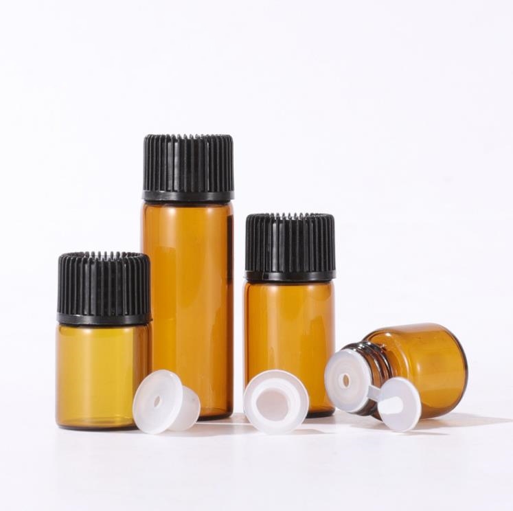 1ml 2ml 3ml Amber Glass Essential Oil Bottle Perfume Sample Tubes Bottles Small Empty Glass-Bottle Home Fragrances Diffusers 5ml SN4170