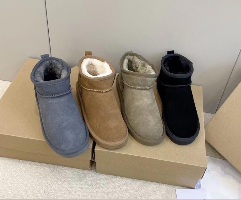 Nouvelles femmes cheville Mini bottes de neige en peau de mouton en peluche garder au chaud bottes carte sac à poussière court U5854 doux confortable chaussures décontractées beau cadeau