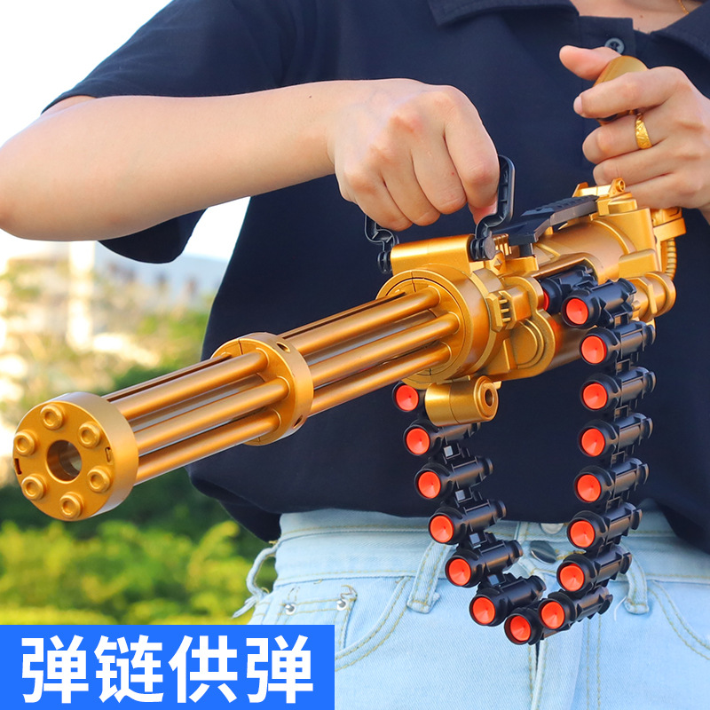 Gold Gatling Electric Soft Bullet Toy Submachine Gun Gun Automatic Blaster Pnoumatic Pun of Boys with Bullets Adults Outdoor Games