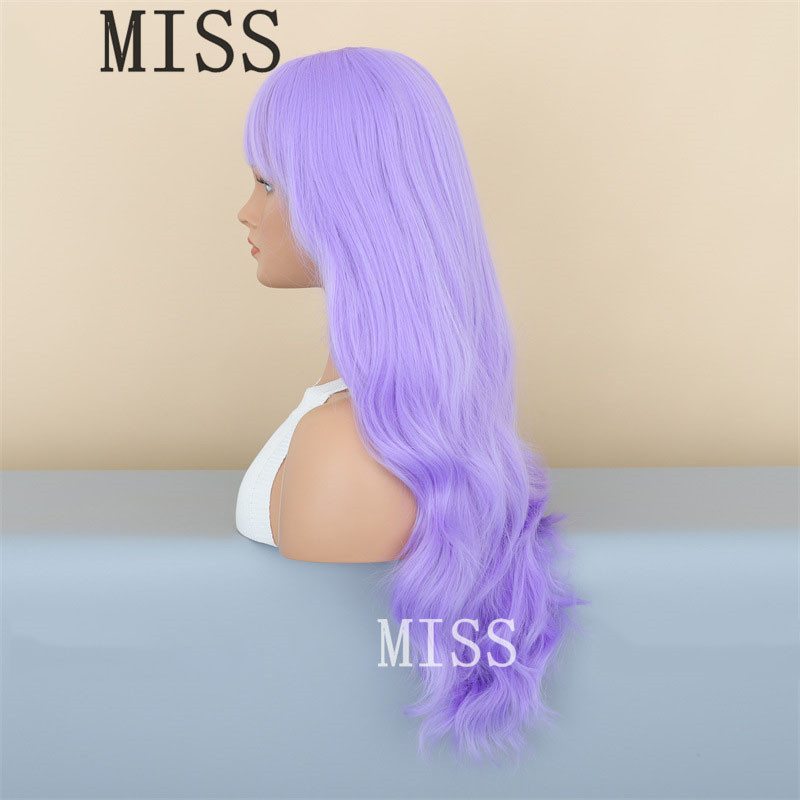 Kolorowa syntetyczna peruka z grzywką Naturalna cosplay kukurydza długa fala odporna na włosy do włosów dla kobiety