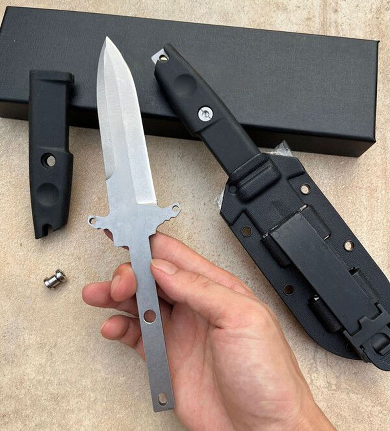 1st H9205 Outdoor Survival Tactical Rak Kniv D2 Stone Wash Blade Full Tang FORPRENE Handtag Fixed Blade Knivar med Kydex