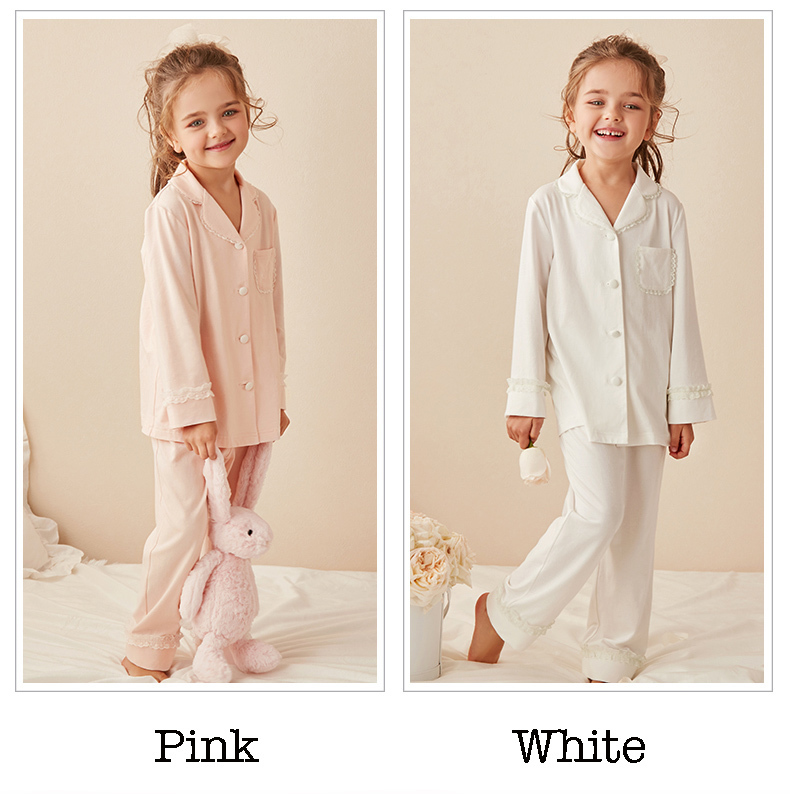 Pyjamas barn flickor lolita tändsken pyjama sätter långärmad toppar byxor småbarn barn spets pyjamas set flicka sömnkläder loungewear 220922