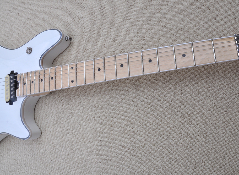 Factory Custom White Electric Guitar met Chrome Hardware Maple Fretboard Double Rock Bridge kan worden aangepast