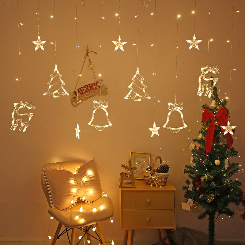 Decorações de Natal Elk Bell String Light Led Christmas Decor for Home pendurado Grus