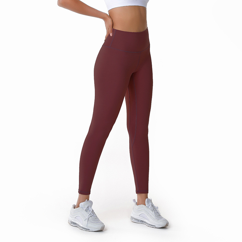 LL Jednokolorowe damskie spodnie do jogi Wysokiej talii sportowe ubrania na siłownię Legginsy Elastyczne spodnie sportowe Lady Fitness
