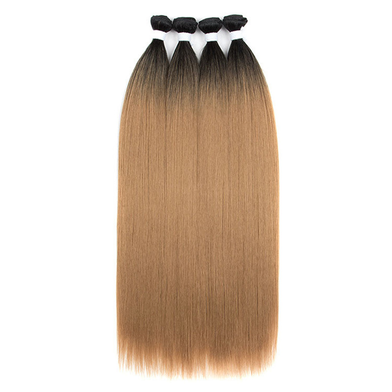 Trames synthétiques faisceau de cheveux raides Salon Extensions de cheveux naturels fausses fibres Super longue trame soumise sans couture