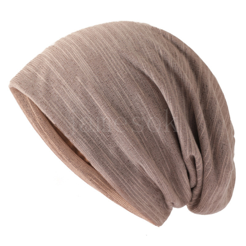 Couleur unie unisexe hommes femmes Skullies bonnets minces casquette de couverture tricot coton tricoté Double couche tissu casquettes décontracté Bonnet chapeau DE784