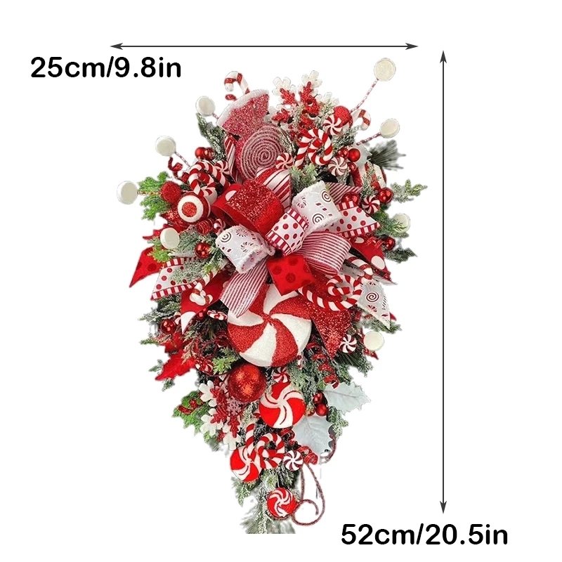 Decorações de Natal Christmas Gruitinha Garland de cabeça para baixo Ornamentos pendurados Decorações de parede da porta da frente Candy Cenar Wraitring Decoração de Natal 220921