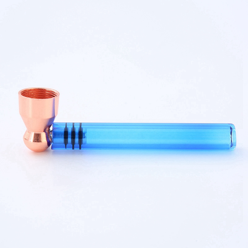 Tubos de vidro grossos de pirex de pirex colorido tigela de tabaco de metal tigela de metal prata Pipes manuais portáteis removíveis Easy limpo Pipes de mão fumando cigarro DHL