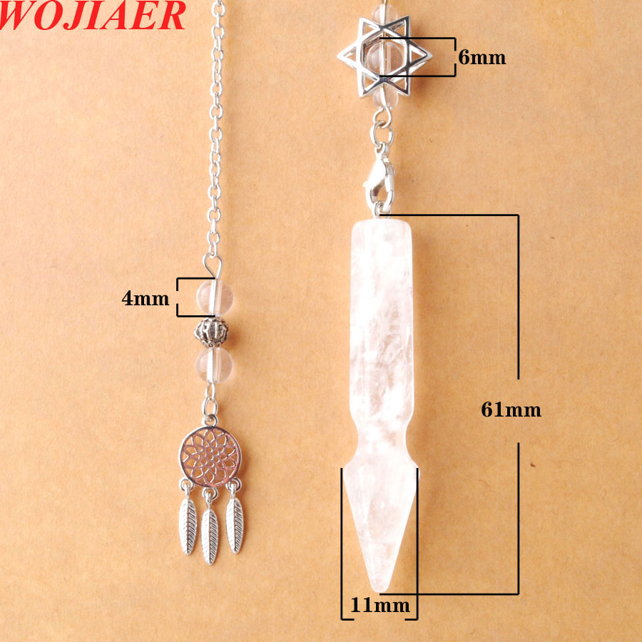 Pendule de Divination en cristal, pendentif à Point de radiesthésie, Merkaba, pierre naturelle, Quartz, attrape-rêves, pendule Wicca BO944