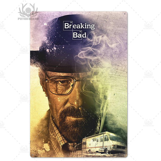 Klassieke film Breaking Bad Film Metal Painter Poster Tijl Plaque Metal Vintage Wandplaat Bar Club Woonkamer Bioscoopwinkel Retro Home Decor Maat 30x20cm