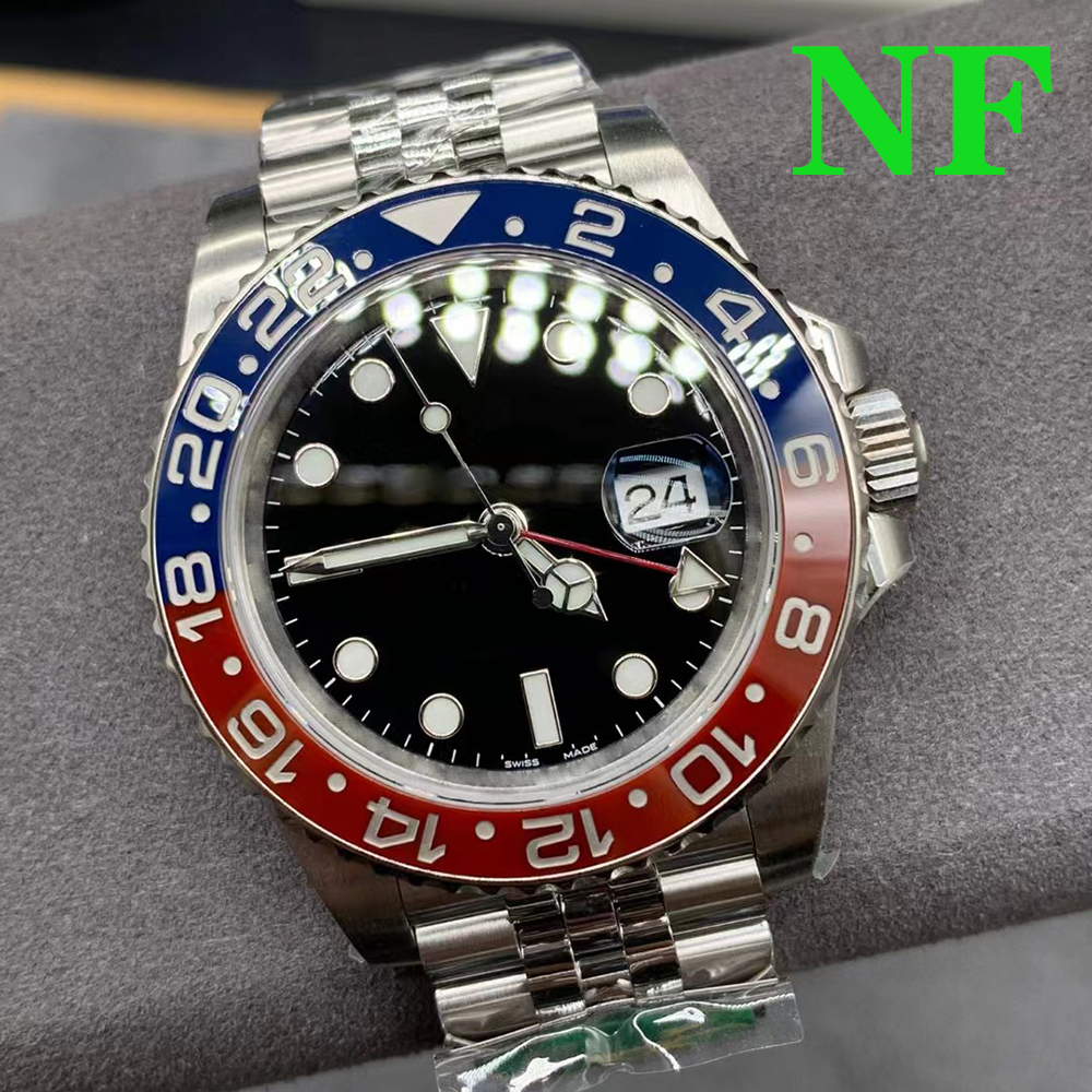 NF Clean VR GM Luxury Mens Watch Dual Time Zone ETA 2836 3186 3285 Automatisk mekanisk dykning Sport Lefty Green Fashion Men GMT 262V