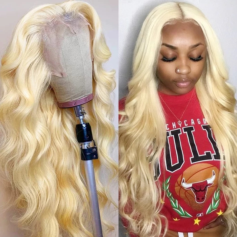 Braziliaanse 613 Honing Blonde Lace Front Pruik 180% Body wave Pruik Synthetisch Voor Vrouwen Preplucked Natuurlijke haarlijn