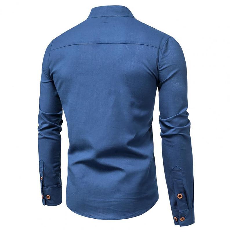 Polos masculinos Camisa de negócios de outono masculino Casual Stand Collar Slim camisas formais roupas masculinas respiráveis ​​220922