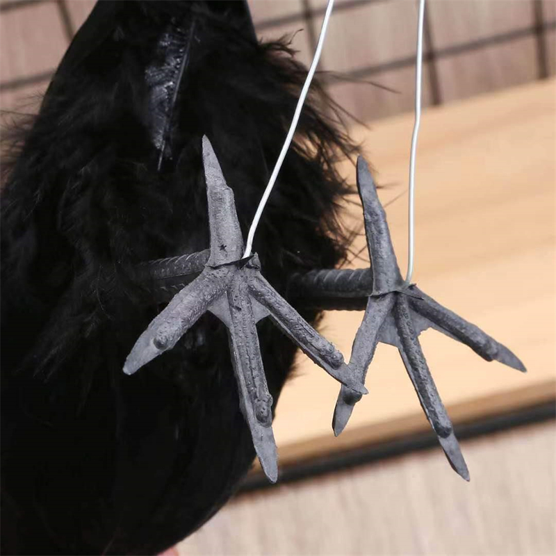 Dog Apparel Halloween Simulation Black Crow Animal Model Bird Raven Prop Scary Decor Supplies 20x9x6cm 220921