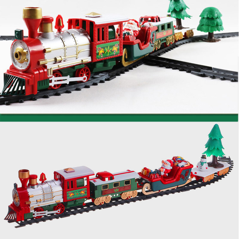 Décorations de Noël Train électrique de Noël Set Toy Railway Toy Track avec musique Père Noël Décoration d'arbre de Noël Train Modèle Jouets 220921