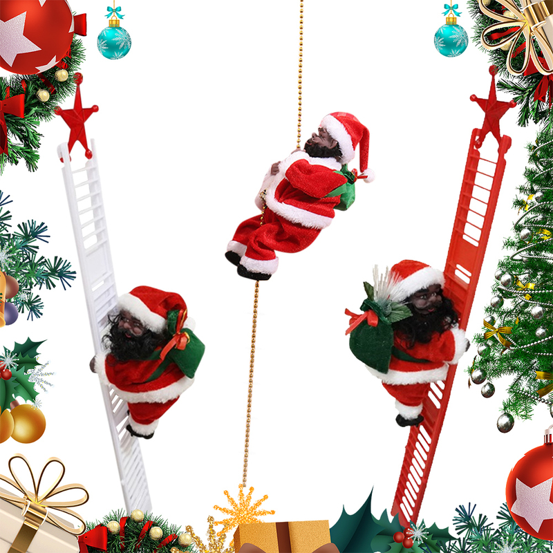 Juldekorationer Electric Santa Claus Climbing Ladder Plush Toy Doll med musikbatteri Driven Juldekoration Present till barn Xmas Ornament 220921