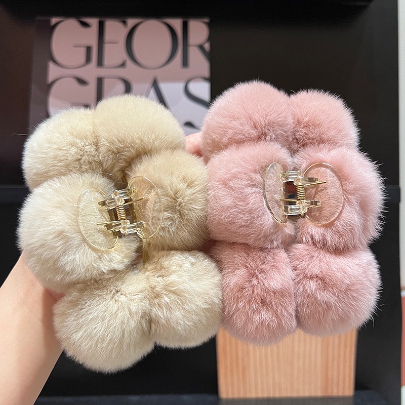 Hiver en peluche surdimensionné cheveux griffe fausse fourrure pinces épingles à cheveux à la main filles chapeaux grande prise pince Barrette cheveux accessoires