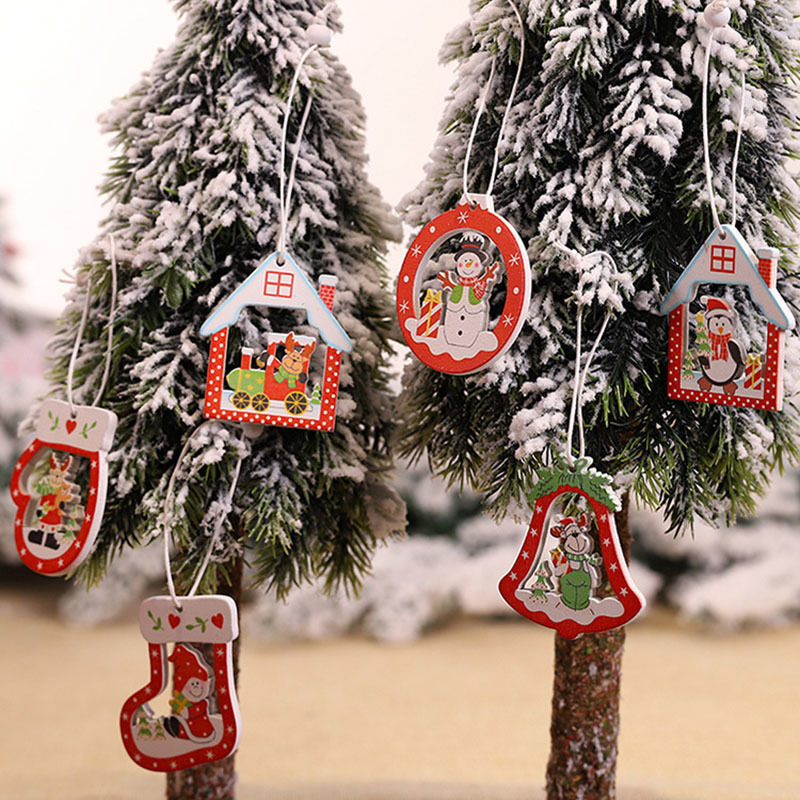 クリスマスデコレーションスノーフレーク木製ペンダントクリスマスツリーホームナビダッドギフト年2023 220921