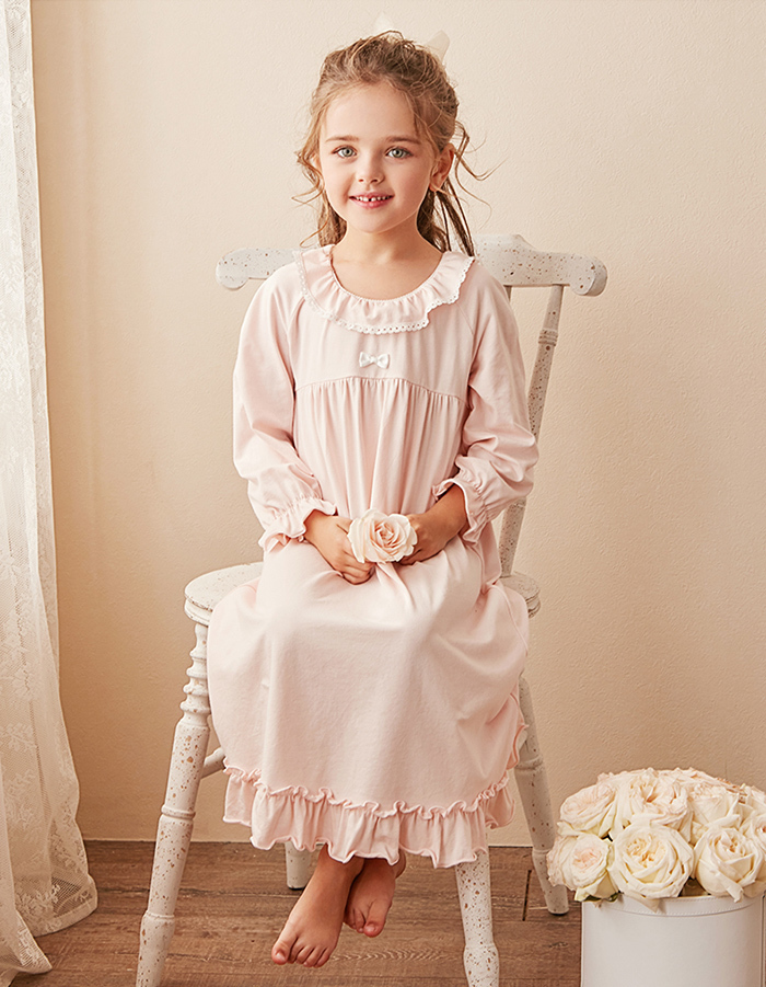 Pajamas Children Girl Lolita Dress Princess Sleepshirts Vintage Kid Ruffles Nightgowns Courtly Style Toddler Nightdress Lounge Sleepwear 220922