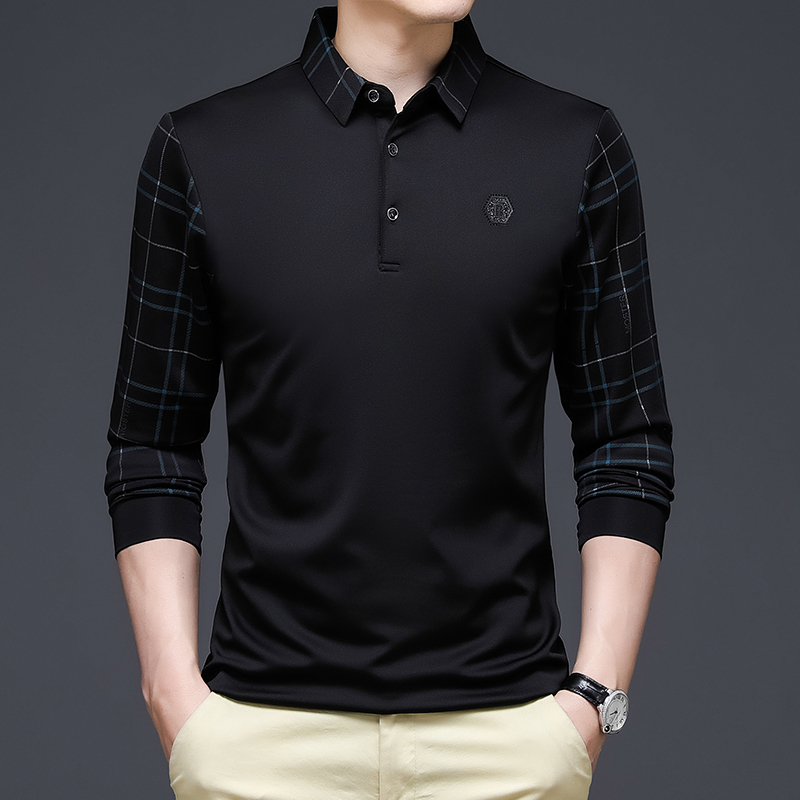 Men Polos Fashion Masner Shirt Pure Cotton Pigment Color Long Long Sleeve Top Clothing 220922
