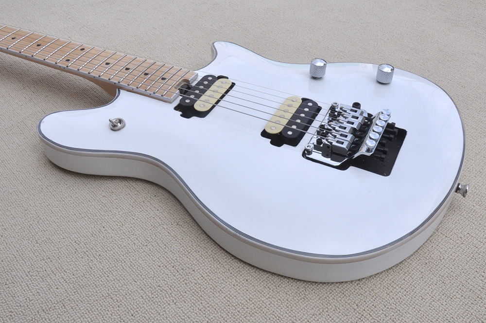 Factory Custom White Electric Guitar with Chrome Hardware Maple Fretboard Double Rock Bridge Can be Customized