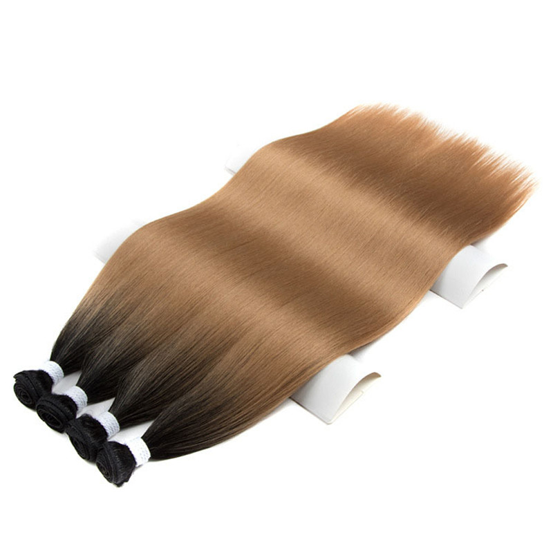 Trames synthétiques faisceau de cheveux raides Salon Extensions de cheveux naturels fausses fibres Super longue trame soumise sans couture