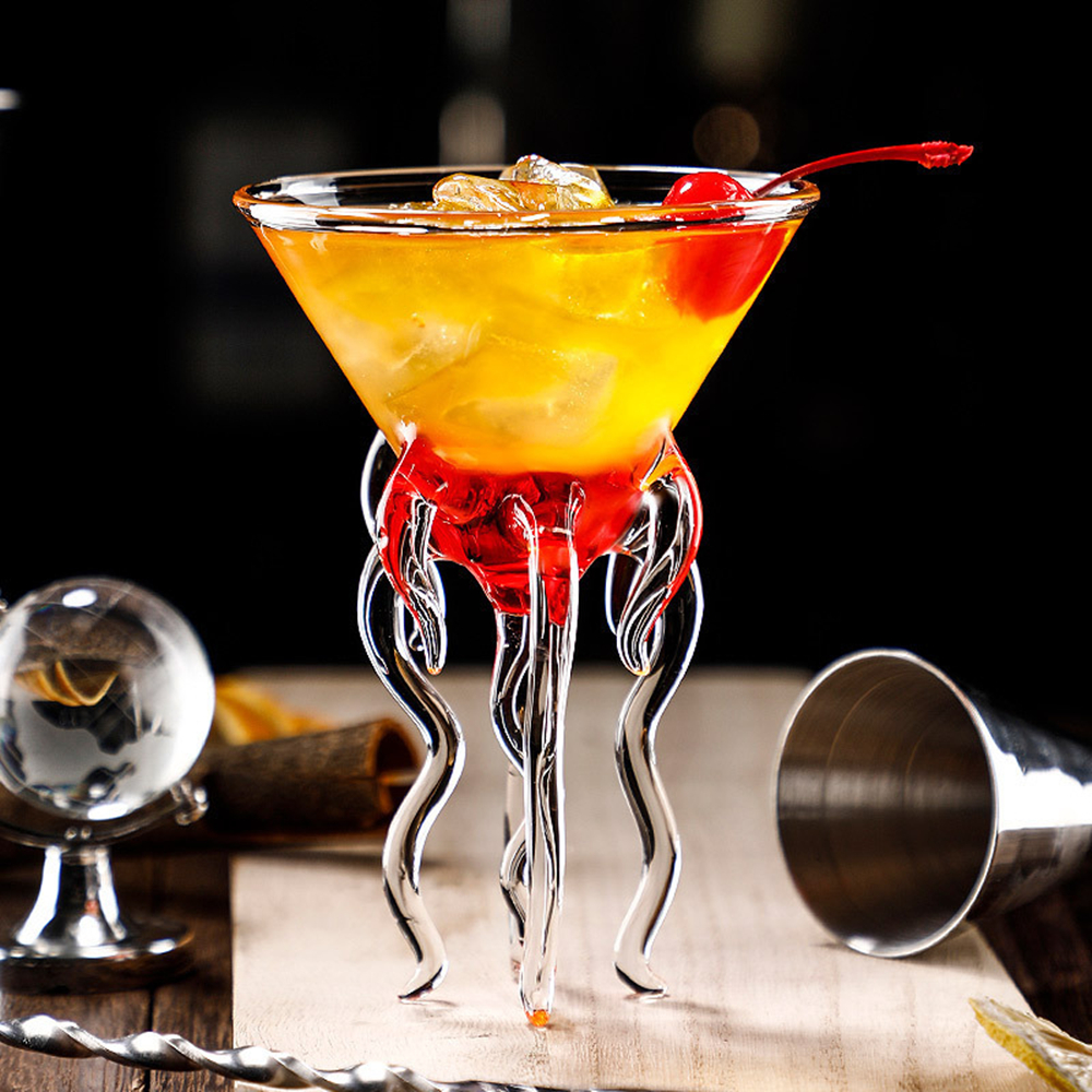 Copa de cóctel de pulpo creativa de 100ML, copa de cristal de medusas transparente, copa de cristal de jugo, copa de vino cónica, champán
