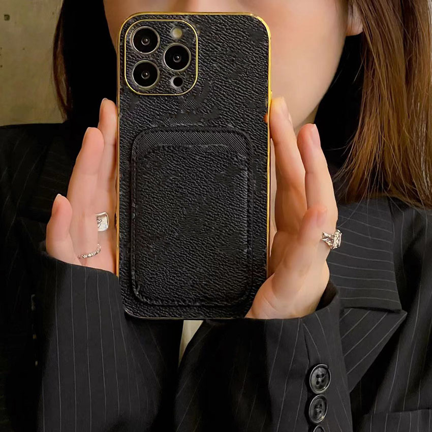 Custodie telefoni alla moda con porta carte Iphone 14 14 plus 13pro 11 11pro 12promax Xsmax Xr X 7plus 8p Custodia iPhone in pelle di design
