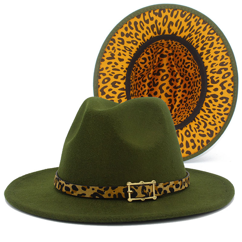 Leopard Panama Hat Women Men Fedora Feel Hats Woman Fedoras Man Wide Brim Cap Women039s Modna jesień zimowych czapek impreza Christ9553097