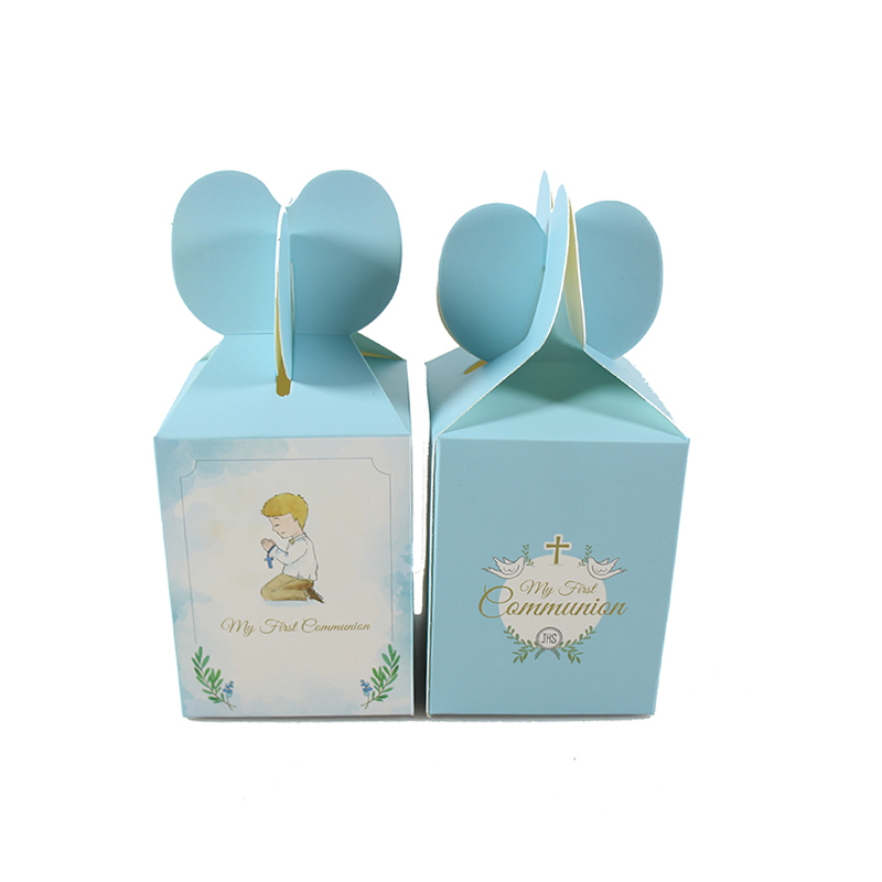 Gift Wrap Light Pink Blue My First Communion Candy Boxes Girls Boys Gift Box Religious Baptism Party Festival Decoration Supplies 220922