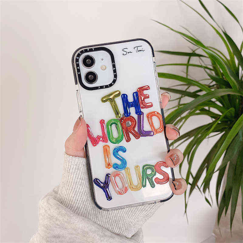 Корпуса Cell Casetify Shock -Resean Phone Case для iPhone 13 12 11 Pro XS Max 7 8 14 Plus MultyColour Love Heart Soft TPU Clear Back Cove But2