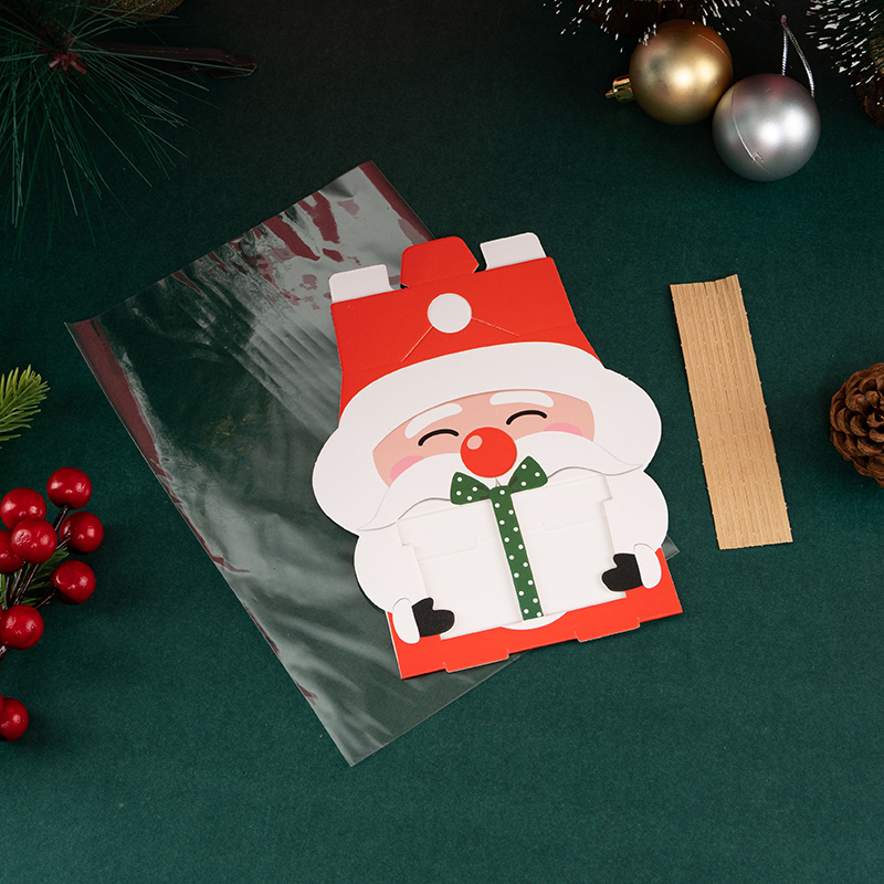 Gift Wrap StoBag Marry Christmas Kraft Gift Box Window Candy Cookies Packaging Santa Claus Cute Kids Holiday Happy Year Party Favor 220922