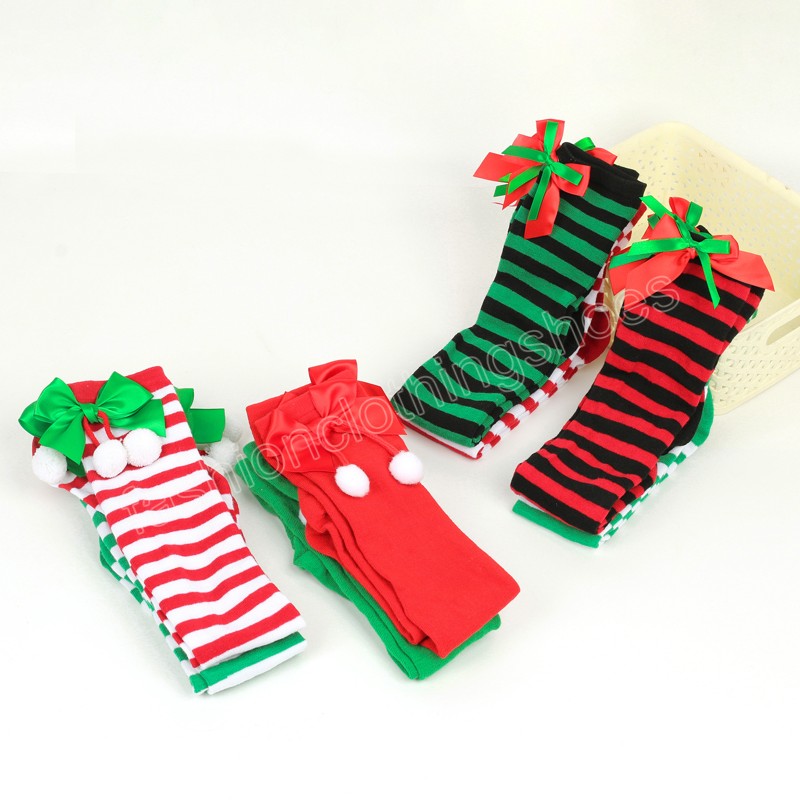 Frauen Mädchen Bogen Streifen Socken Weihnachten Strümpfe Casual Oberschenkel Über Knie Farbe Süße Hohe Socken Weibliche Lange Röhre Socke