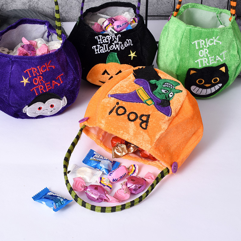 Present Wrap Halloween ELF Pumpkin Bucket Tygväska med handtag Mini Candy Pouch Trick eller Treat Festival Decor for Child 2023 220921