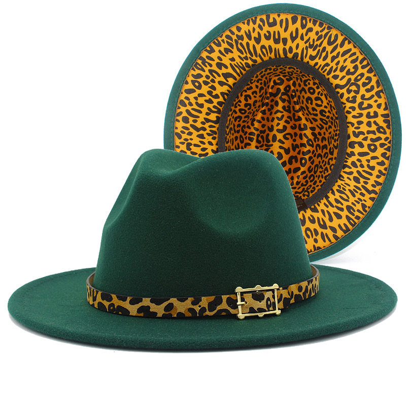 Leopard Panama Hat Women Men Fedora Feel Hats Woman Fedoras Man Wide Brim Cap Women039s Modna jesień zimowych czapek impreza Christ9553097