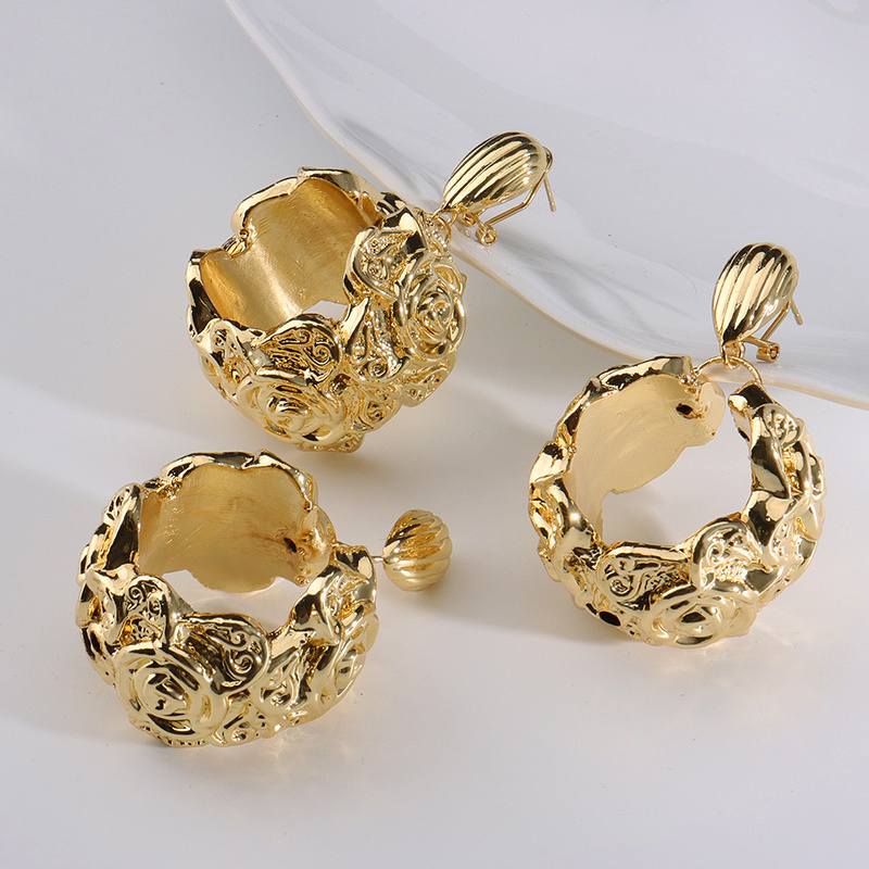 Boucles d'oreilles tendance bijoux collier pour femmes plaqué or goutte balancent luxe mariage fiançailles cadeaux 220922