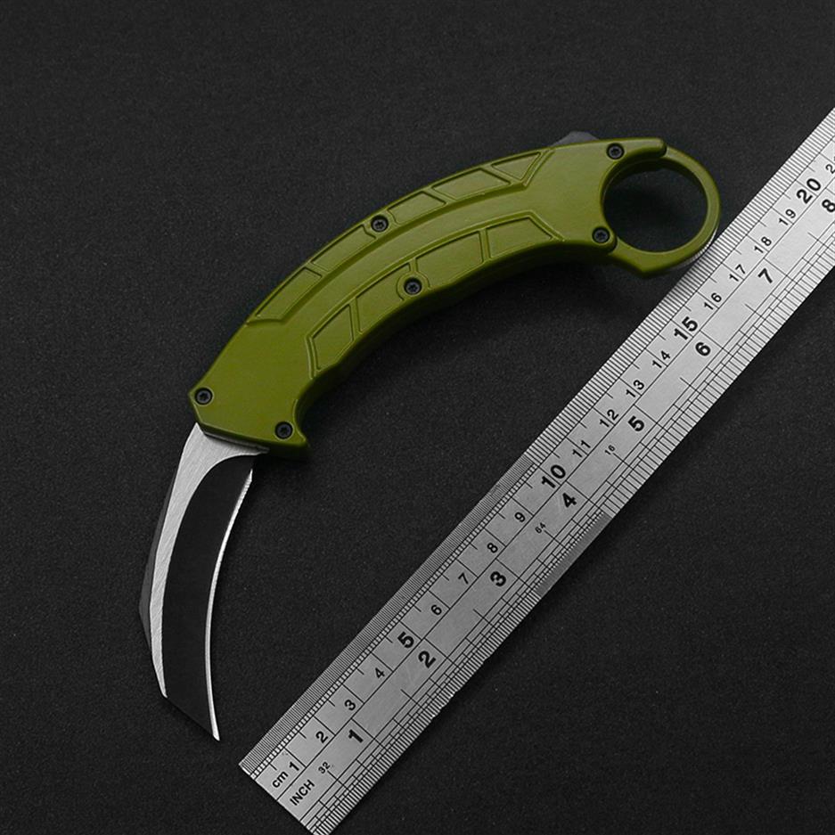 Outdoor Survival Automatic Knife Double Action Scimitar Sharp 440C Blade Aluminium Green Handgreep Camping Adventure Kitchen EDC Tool250m