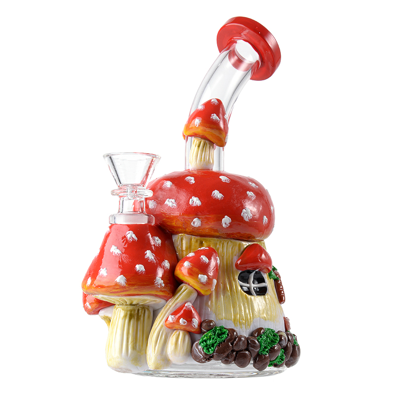 Par Sea Bongs uniques narguilés bécher verre Bong champignon 7 pouces pomme de douche Perc percolateur conduites d'eau huile Dab Rigs 14mm joint femelle avec bol TX848