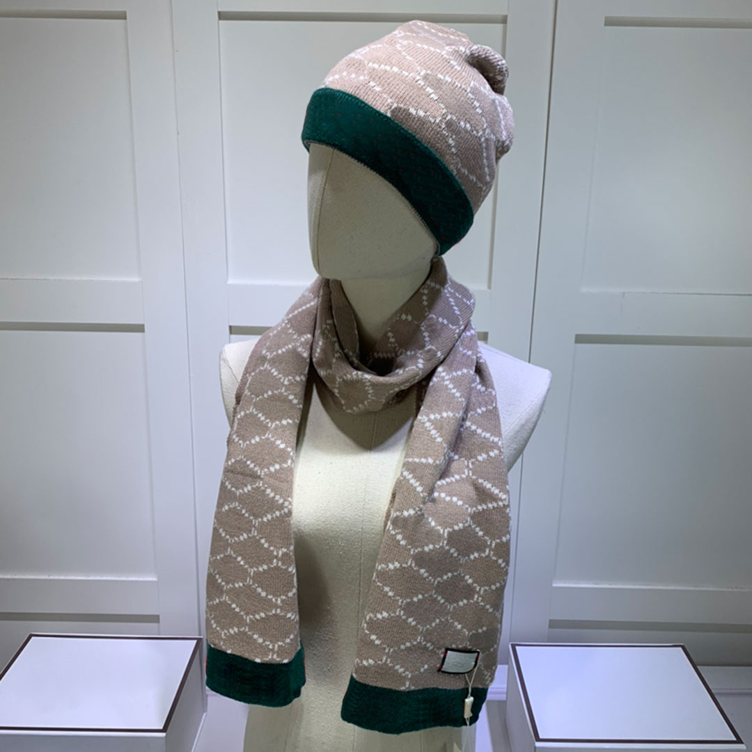 Designer Beanies Scarves Sets For Winter Women Men Scarf Cap Suits Warm Woolen Beanies Shawl Snow Hat305h