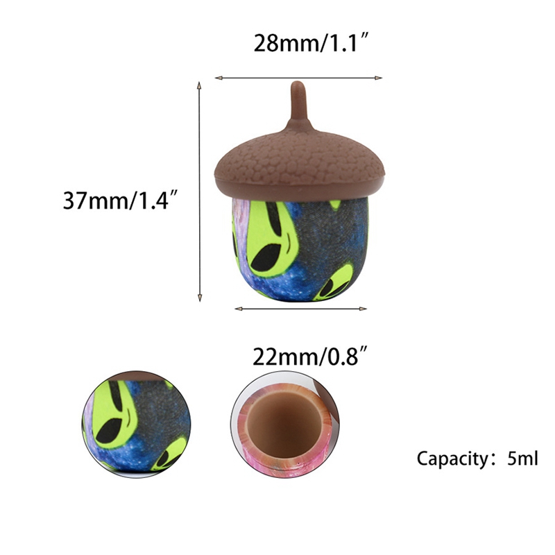 Rökning färgglad silikon mini torr ört tobak krydda miller vax olje riggar halmlagringslåda ekollon form stash fodral bärbara handpip bong hopah accessoarer dhl