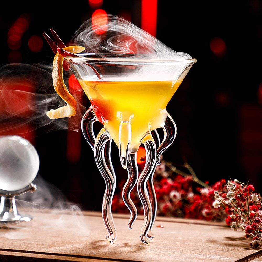 Copa de cóctel de pulpo creativa de 100ML, copa de cristal de medusas transparente, copa de cristal de jugo, copa de vino cónica, champán