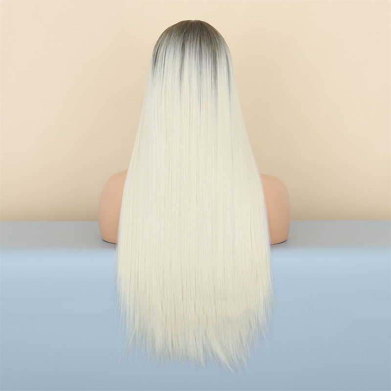 Syntetiska peruker med lugg långa raka färgade hår peruk för kvinnor cosplay naturligt hår värmebeständig