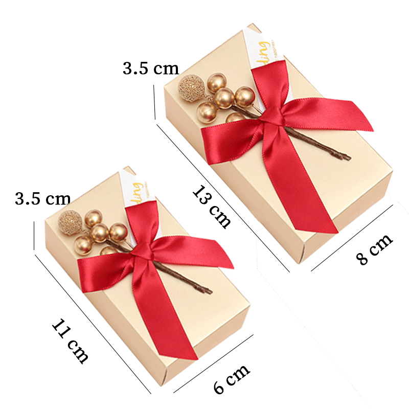 Present Wrap 50st European Bowknot Candy Boxes Favor Sweet Golden Hand Packaging Baby Shower Wedding Party Decoration 220921